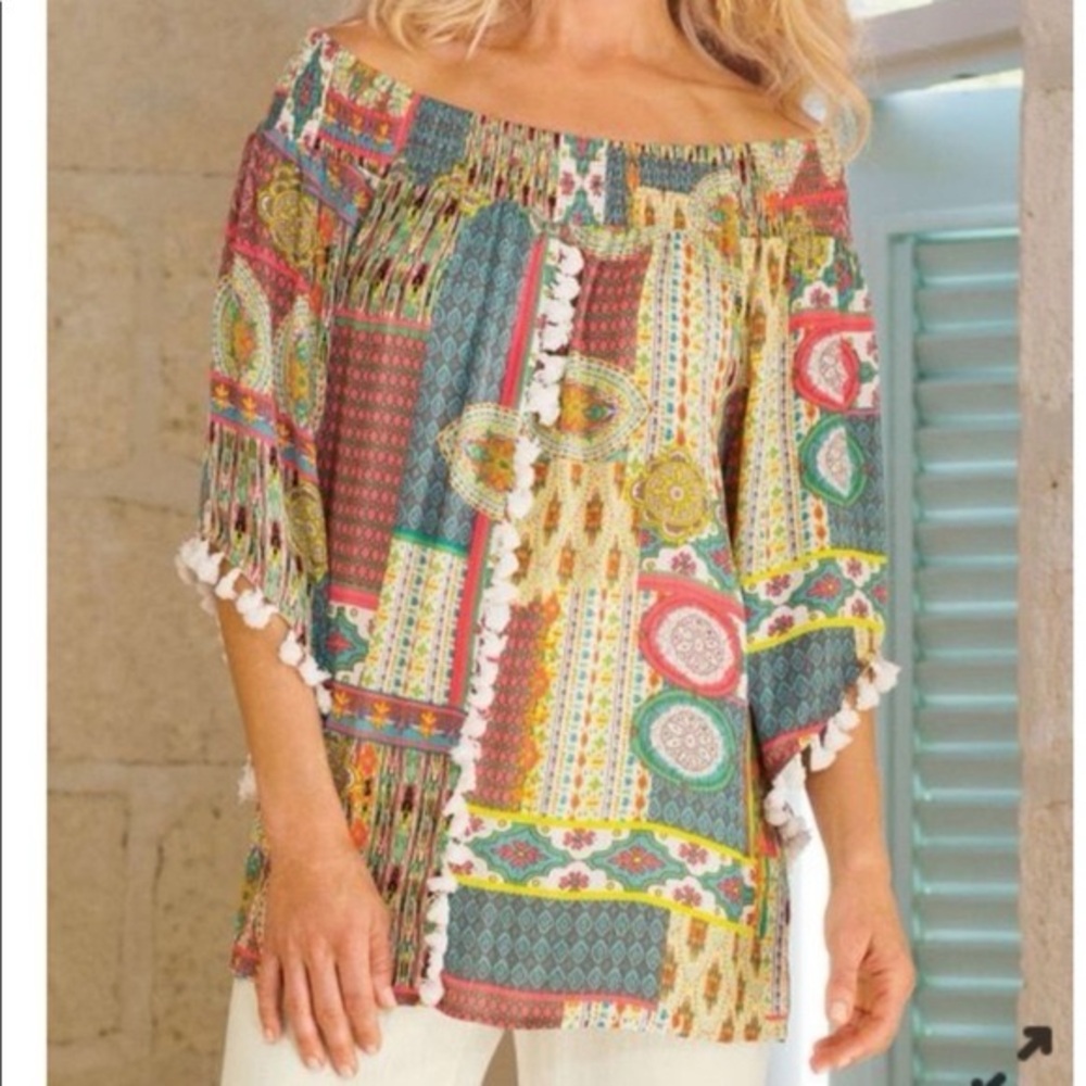 Soft Surroundings Boho Patchwork Top Featuring An… - image 1